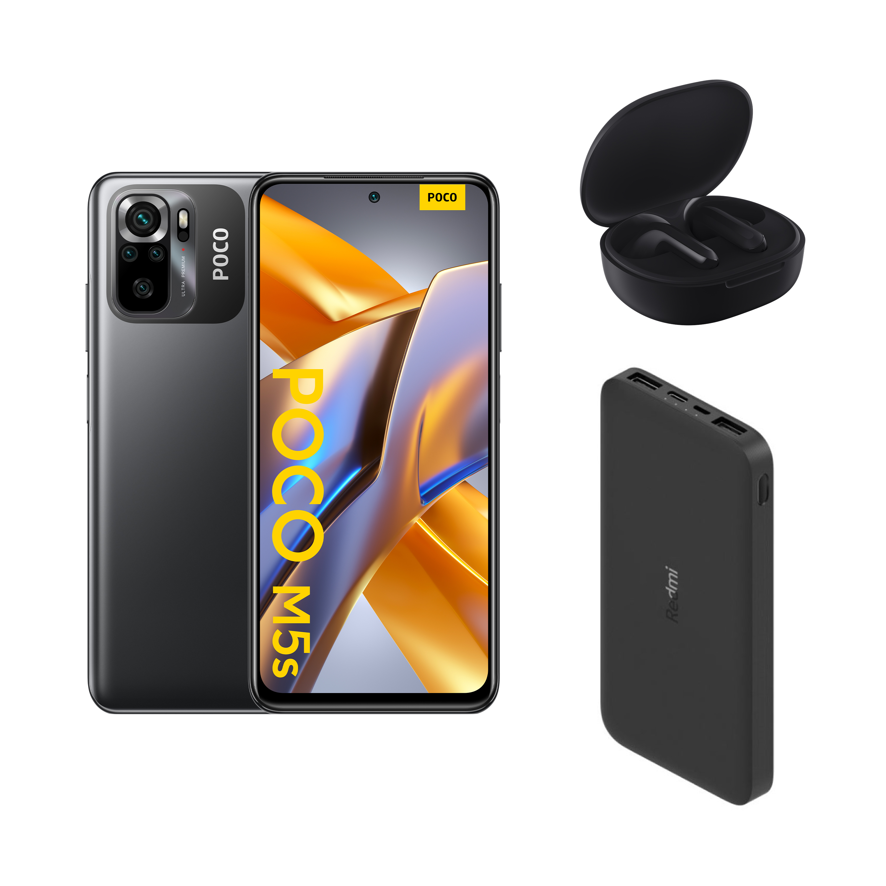 M5S 4/128Go - Gris + Buds 4 Active + Powerbank 10 000 mAh